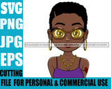 Afro Cute Lili Short Hair Big Eyes Cool Glasses Girl With Tattoo Designs For Commercial And Personal Use Black Girl Woman Nubian Queen Melanin SVG Cutting Files For Silhouette Cricut and More