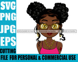 Afro Puff Cute Lili Big Eyes Cool Glasses Girl With Tattoo Designs For Commercial And Personal Use Black Woman Nubian Queen Melanin SVG Cutting Files For Silhouette Cricut and More