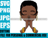 Afro Short Hairstyle Cute Lili Praying Prayers Pray Designs For Commercial And Personal Use Black Girl Woman Nubian Queen Melanin SVG Cutting Files For Silhouette Cricut and More