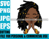 Afro Cute Lili Dreadlocks Hairstyle Praying Prayers Pray Designs For Commercial And Personal Use Black Girl Woman Nubian Queen Melanin SVG Cutting Files For Silhouette Cricut and More