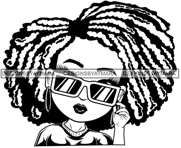 Afro Hairstyle Cute Lili Cool Glasses Hipster Girl Long Eyelashes Designs For Commercial And Personal Use Black Girl Woman Nubian Queen Melanin SVG Cutting Files For Silhouette Cricut and More