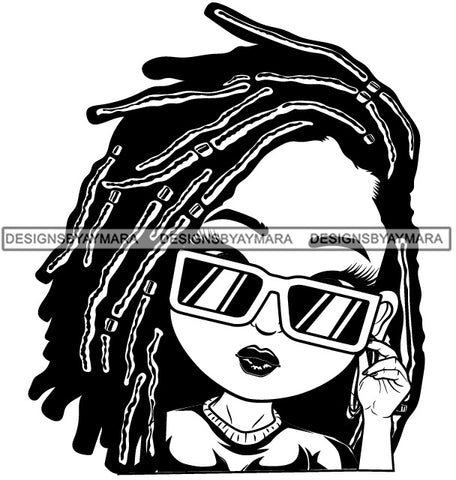 Afro Dreadlocks Hairstyle Cute Lili Cool Glasses Hipster Girl Long Eyelashes Designs For Commercial And Personal Use Black Girl Woman Nubian Queen Melanin SVG Cutting Files For Silhouette Cricut and More