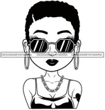 Afro Short Hairstyle Cute Lili Big Eyes Cool Glasses Girl With Tattoo Designs For Commercial And Personal Use Black Girl Woman Nubian Queen Melanin SVG Cutting Files For Silhouette Cricut and More