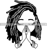 Afro Dreadlocks Hairstyle Cute Lili Praying God Prayers Pray Faith Designs For Commercial And Personal Use Black Girl Woman Nubian Queen Melanin SVG Cutting Files For Silhouette Cricut and More