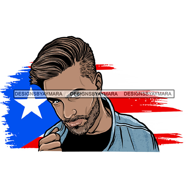 Puerto Rico Country Attractive Black Man Bearded Hipster SVG Files For Cutting