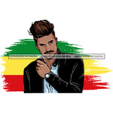 Reggae Flag Attractive Man Bearded Hipster SVG Files For Cutting