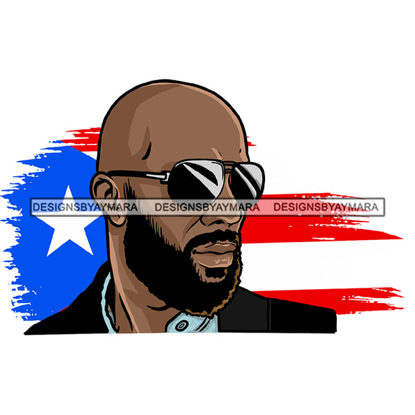 Puerto Rico Country Attractive Black Man Bearded Hipster SVG Files For Cutting