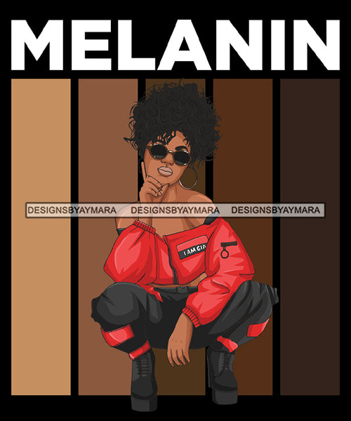 Sexy Melanin Afro Woman Confident Sunglasses Updo Hairstyle Banner Logo SVG JPG PNG Vector Designs Cutting Files For Circuit Silhouette