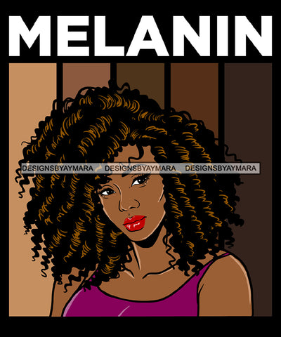 Melanin Quote Afro Woman Black Girl Magic Ebony Curly Hairstyle SVG JPG PNG Vector Clipart Cricut Silhouette Cut Cutting