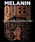 Melanin Queen Quote Afro Woman Hair Quotes Black Girl Magic Ebony Afro Hairstyle SVG JPG PNG Vector Clipart Cricut Silhouette Cut Cutting