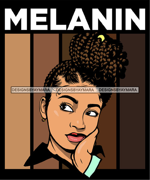 Sexy Melanin Afro Woman Confident Cornrows Braids Updo Hairstyle SVG JPG PNG Vector Designs Cutting Files For Circuit Silhouette
