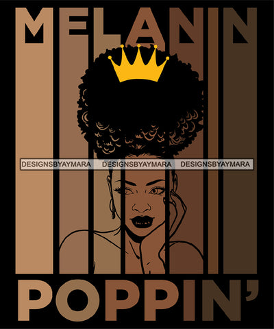 Sexy Melanin Afro Woman Confident Crown Puffy Afro Updo Hairstyle SVG JPG PNG Vector Designs Cutting Files For Circuit Silhouette