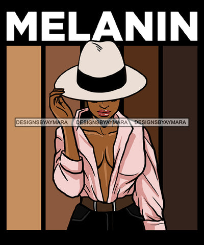 Sexy Melanin Afro Woman Confident Lovely Hat Pink Long Sleeve Pink Shirt SVG JPG PNG Vector Designs Cutting Files For Circuit Silhouette