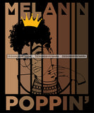 Sexy Melanin Afro Woman Lovely Crown Glasses Puffy Afro Updo Hairstyle Banner SVG JPG PNG Vector Designs Cutting Files For Circuit Silhouette