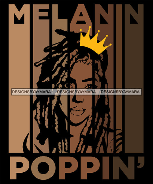 Sexy Melanin Afro Woman Confident Lovely Crown Dreadlocks Hairstyle Banner SVG JPG PNG Vector Designs Cutting Files For Circuit Silhouette