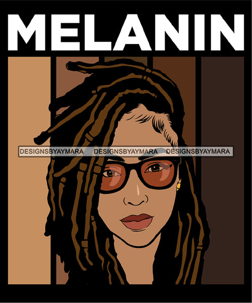 Sexy Melanin Afro Woman Confident Glasses Dreadlocks Hairstyle SVG JPG PNG Vector Designs Cutting Files For Circuit Silhouette