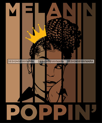 Sexy Melanin Afro Woman Lovely Crown Cornrows Braids Updo Hairstyle Banner SVG JPG PNG Vector Designs Cutting Files For Circuit Silhouette