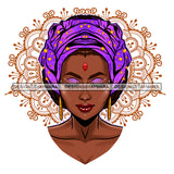 Beautiful Black Woman Wearing Purple Headwrap Turban JPG PNG  Clipart Cricut Silhouette Cut Cutting