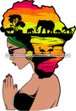 African American Woman Goddess Praying Safari Savanna Africa Continent SVG Files For Cutting and More!