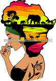 African American Woman Goddess Smoking Blunt Cannabis Safari Savanna Africa Continent SVG Files For Cutting and More!