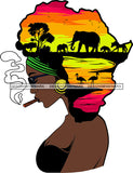 African American Woman Goddess Smoking Blunt Cannabis Safari Savanna Africa Continent SVG Files For Cutting and More!