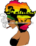 African American Woman Goddess Smoking Blunt Cannabis Safari Savanna Africa Continent SVG Files For Cutting and More!