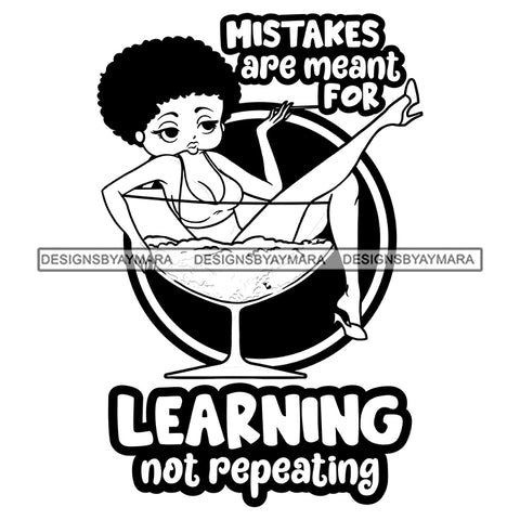 Mistakes Are Meant For Learning Not Repeating Afro Sensual Woman Savage Life Quotes Melanin Nubian SVG PNG JPG Cutting Files For Silhouette Cricut More