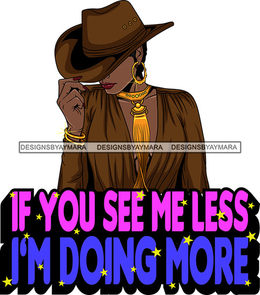 Afro Lola Queen Less Is More Quotes Sexy Model Bamboo Hoop Earrings Necklace Hat Short Hair Style SVG Cutting Files For Silhouette Cricut