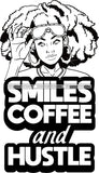 Afro Lola Hustle Quotes Smiles Coffee Hustle  Dreadlocks Hair Style B/W SVG Cutting Files For Silhouette Cricut and More