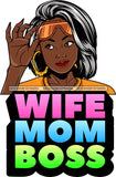 Afro Lola Hustle Quotes Wife Mom Boss Straight Hair Style SVG Cutting Files For Silhouette Cricut and More