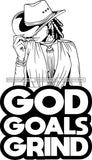Afro Lola Queen God Goals Grind Quotes Sexy Model Bamboo Hoop Earrings Necklace Hat Dreadlocks Hair Style B/W SVG Cutting Files For Silhouette Cricut