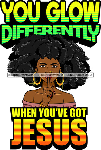 Afro Lola Love God Quotes Glow With Jesus Afro Hair Style SVG Cutting Files For Silhouette Cricut