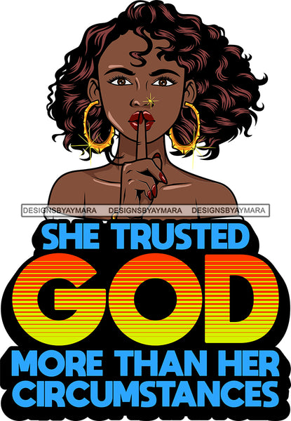 Afro Lola God Quotes Trusted God Silent Woman Curly Hair Style  SVG Cutting Files For Silhouette Cricut and More