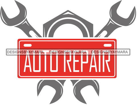 Auto Repair Handyman Tool Kit Set Symbol Design Vector Mechanic Toolbox Technician Equipment Logo Sign Color  B/W SVG Cutting Files For Silhouette and Cricut