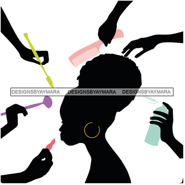 Black Queen Hair Salon Tools SVG JPG PNG Vector Clipart Cricut Silhouette Cut Cutting1