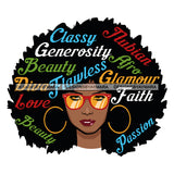 Afro Attractive Black Woman Hoop Earrings  Life Quotes Classy Generosity Beauty Sunglasses Afro Hair Style SVG Cutting Files For Silhouette Cricut More