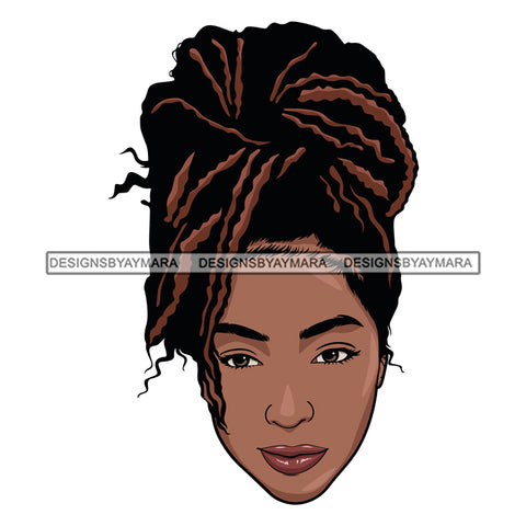 Afro Girl Babe Attractive Black Woman Up Do Dreadlocks Hair Style SVG Cutting Files For Silhouette Cricut More