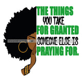 Afro Black Woman Praying Hoop Earrings Half Face Life Quotes Afro Hair Style SVG Cutting Files For Silhouette Cricut More