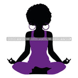 Afro Woman Meditating Yoga Relaxing  Afro Hair Style SVG Cutting Files For Silhouette Cricut More