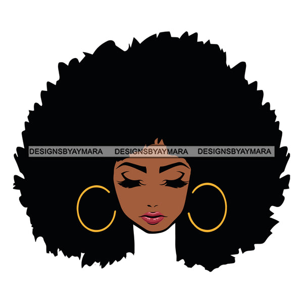 Big Afro Black Woman With Eyes Closed SVG JPG PNG Vector Clipart Cricut Silhouette Cut Cutting1