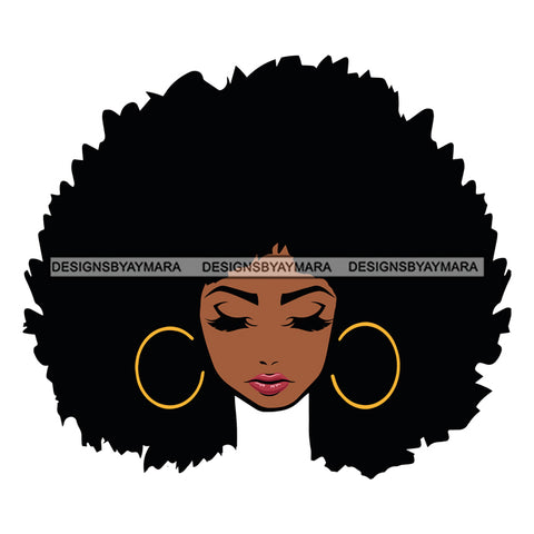 Big Afro Black Woman With Eyes Closed SVG JPG PNG Vector Clipart Cricut Silhouette Cut Cutting1