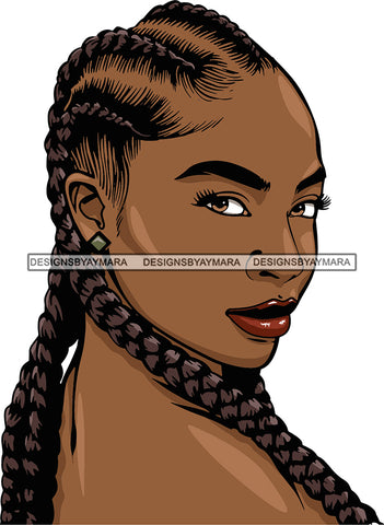 Afro Girl Babe Attractive Black Woman Sexy Lips Braids Cornrows Hair Style SVG Cutting Files For Silhouette Cricut More