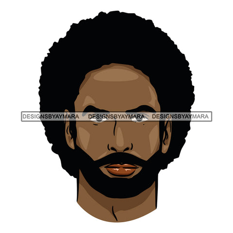 Black Man With Beard Afro SVG JPG PNG Vector Clipart Cricut Silhouette Cut Cutting
