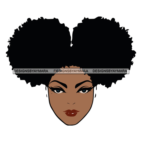 Black Woman 2 Afro Buns Puffs SVG JPG PNG Vector Clipart Cricut Silhouette Cut Cutting1