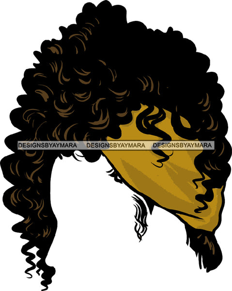 Just Hair Gold Headwrap Curly Afro Woman  SVG JPG PNG Vector Clipart Cricut Silhouette Cut Cutting