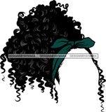 No Face Just Hair Curly Green Bow Headband  Afro Woman SVG JPG PNG Vector Clipart Cricut Silhouette Cut Cutting