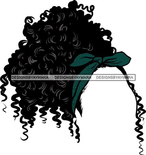 No Face Just Hair Curly Green Bow Headband  Afro Woman SVG JPG PNG Vector Clipart Cricut Silhouette Cut Cutting