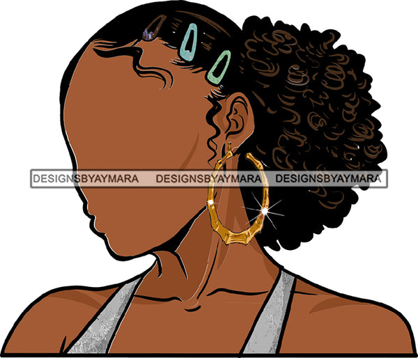 Curly Hair Hairclips Black Woman Afro Hair Hairclips SVG JPG PNG Vector Clipart Cricut Silhouette Cut Cutting
