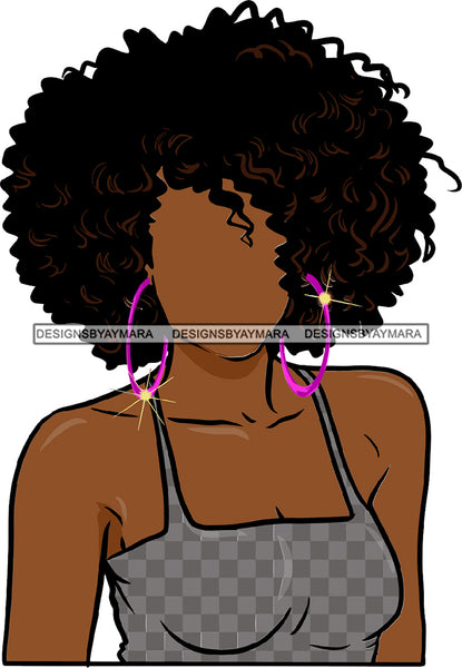 Curly Hair No Face Black Woman Afro Highlights Gray Dress SVG JPG PNG Vector Clipart Cricut Silhouette Cut Cutting
