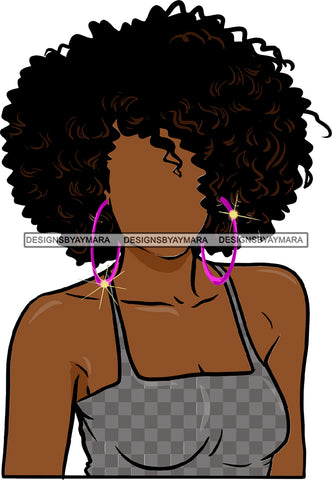 Curly Hair No Face Black Woman Afro Highlights Gray Dress SVG JPG PNG Vector Clipart Cricut Silhouette Cut Cutting